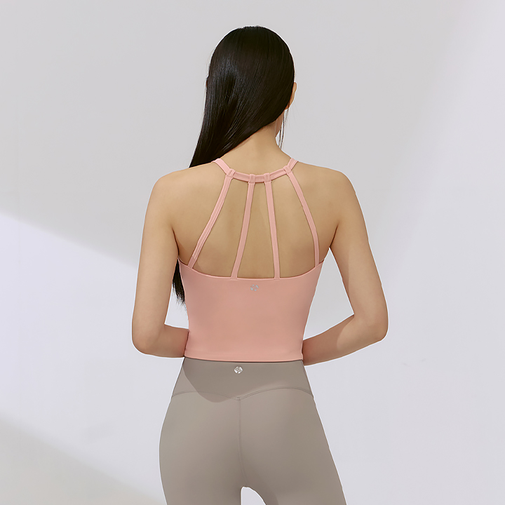 XFK2BL1501 BL Signature Power Rise Croptop Halterneck Peach Melba Top