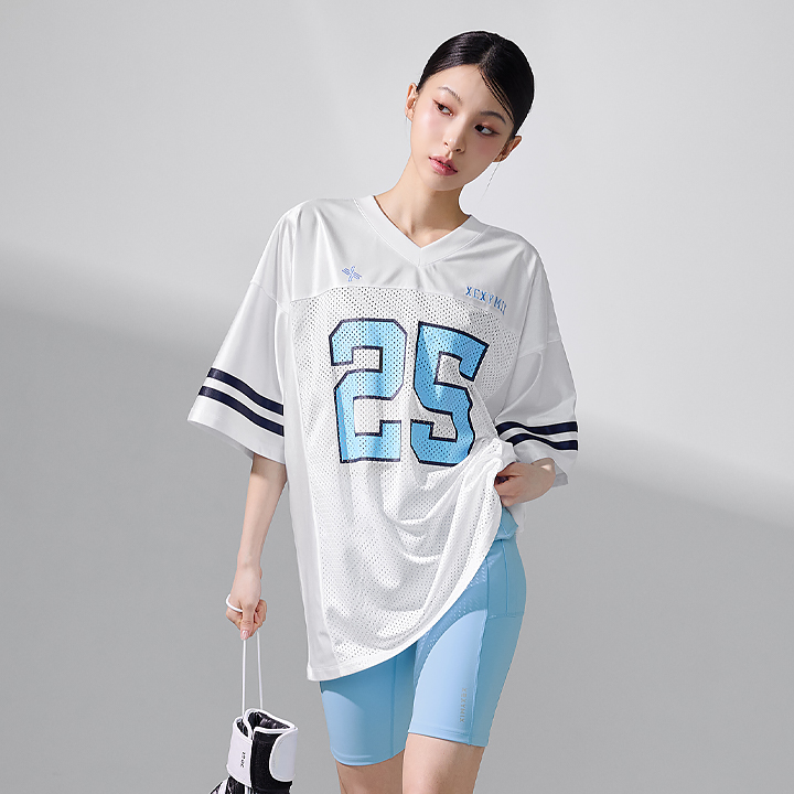 XFK2TS1106 Rugby Mesh overfit Short White TOP