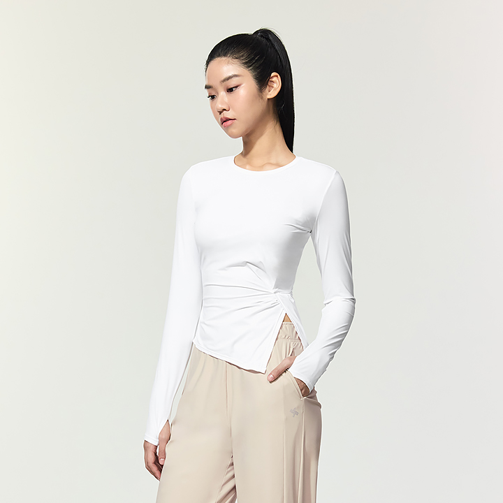 XFK2TL1001 Cooling Drape Fingerhole Long Ivory TOP
