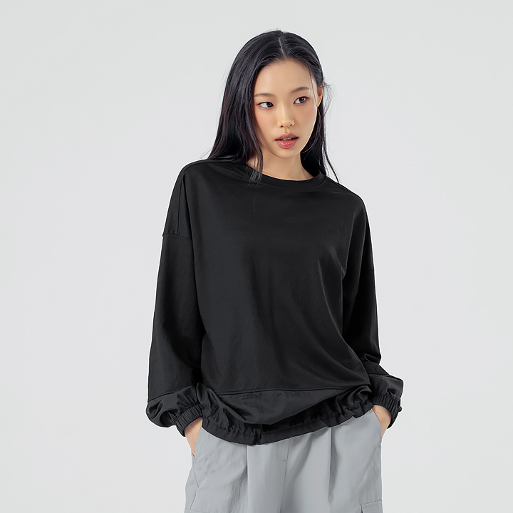 XFK1TL1105 Woven mix string Man to man Black top