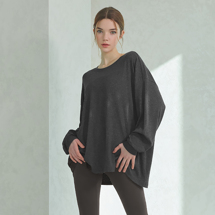 XA5366G Charcoal Melange Top