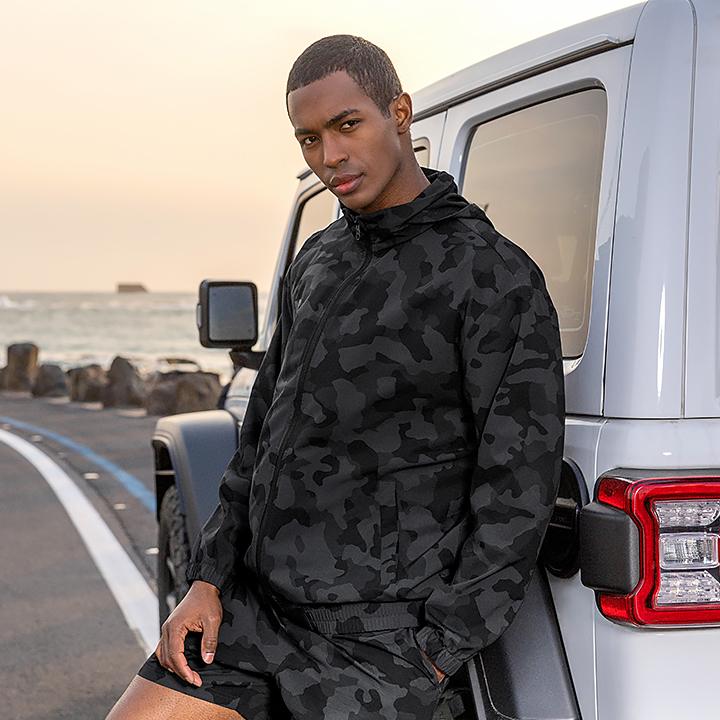 XO2230H Active Camo Wind Jacket Military Black Top
