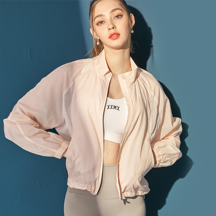 XA5469H Mesh Windbreaker Cream Pink Top