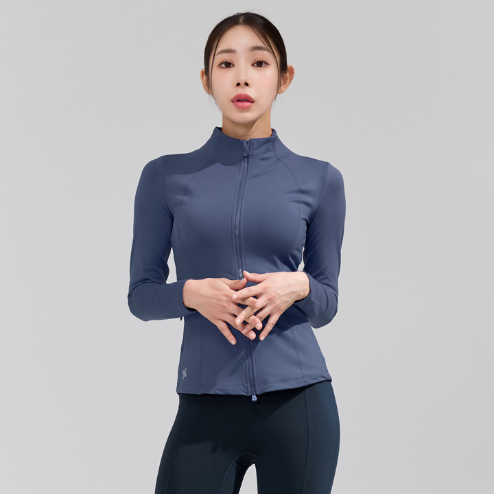 XJ0115F Xella Slimfit Zipup Jacket Gray Blue Top