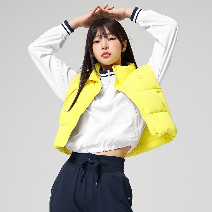 XTFVT02H4 High Neck Crop Padding Vest Yellow Top