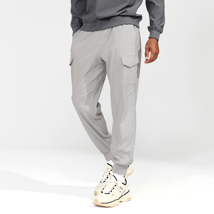 XMMTP05H3 Stretch Cargo Jogger Pants Light Gray Bottom