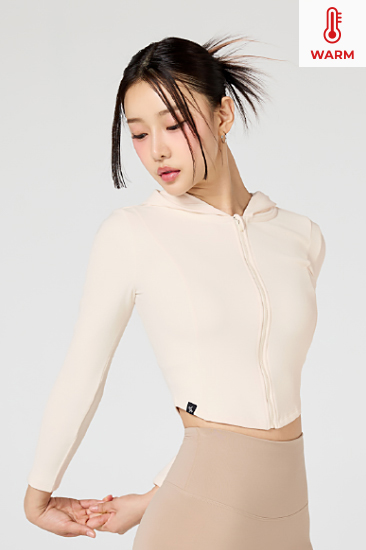 XTFHJ03H3 Slimfit Fleeced Hood Zip-up Jacket Candle Cream Top