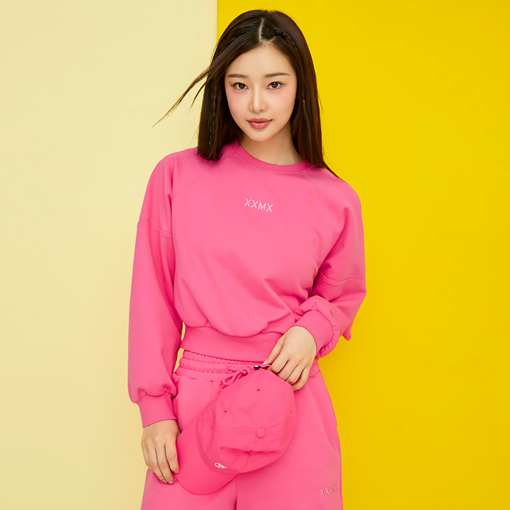 XTFMT20J1 Easy Going Crop Sweatshirts Sunset Pink Top