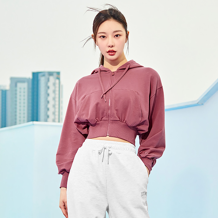 XTFHJ01J1 Crop Hood Zip Up Swing Pink