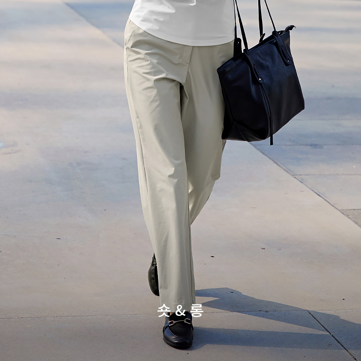 XTFSS01J1_XTFSS02J1 Magic Banding Women's Twill Slacks Oyster Beige Bottom