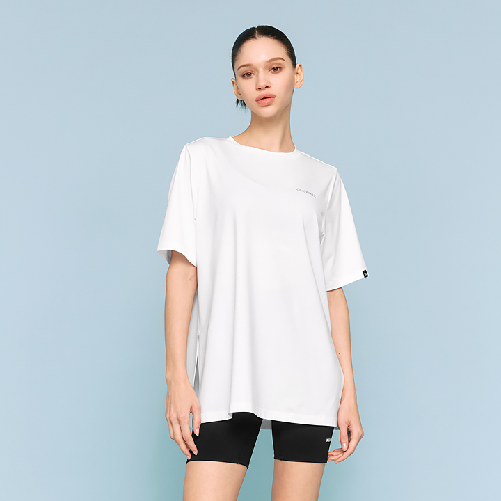 XWFST01J2 Cool Light Oversized Short Sleeve Back Ivory Top