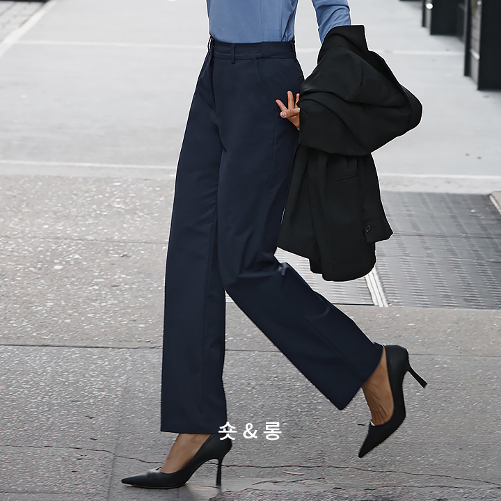 XTFPT02J3 XTFPT04J3 Magic Banding Women's Twill Fluffy Slacks Classic Navy Bottom