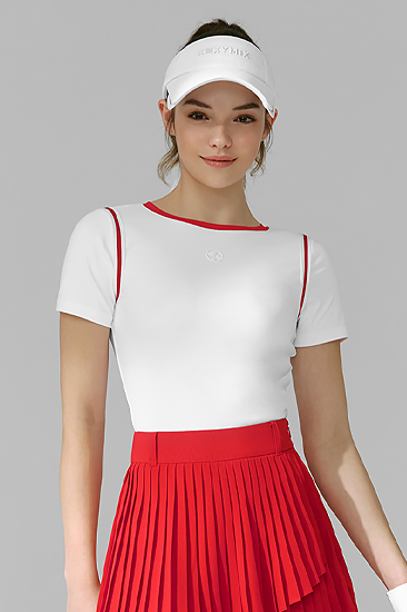 XFK2TS1201 Color-block sleeve short sleeve TOP