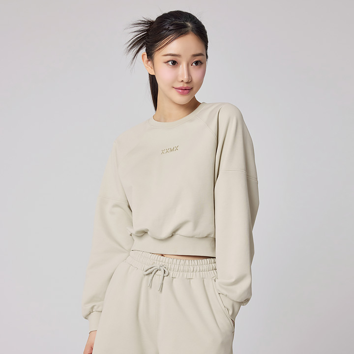 XTFMT20J1 Easy Going Crop Sweatshirts linen beige Top