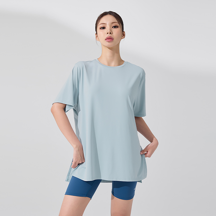 XFK3TS1002 Icefeather Light Loose-Fit Short Sleeve Cool Silverbell Blue TOP