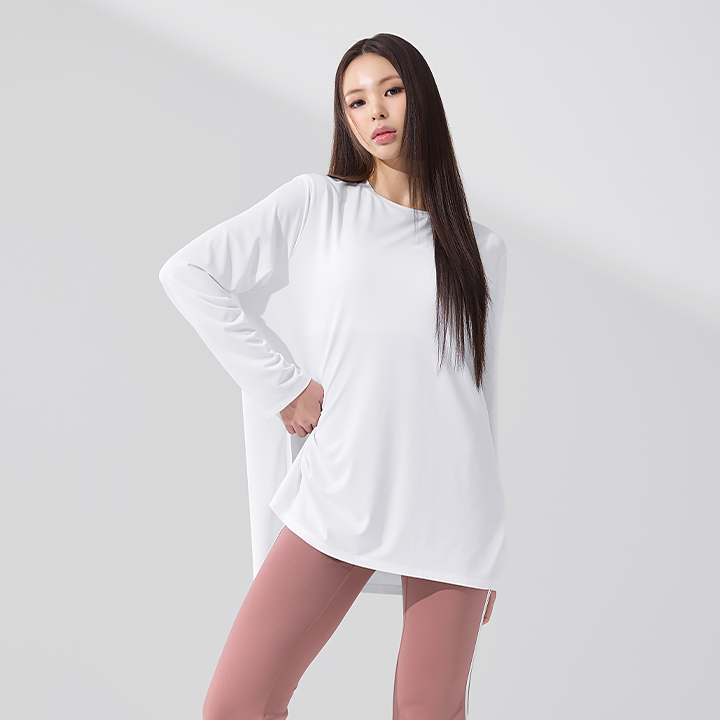 XFK3TL1005 Ice Feather Light Loose Fit Long Ivory TOP