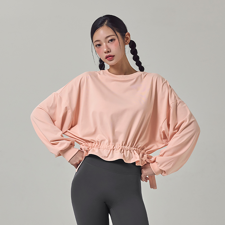 XFK3TL1108 Balloon bowknot string Man to man Pink Splash TOP