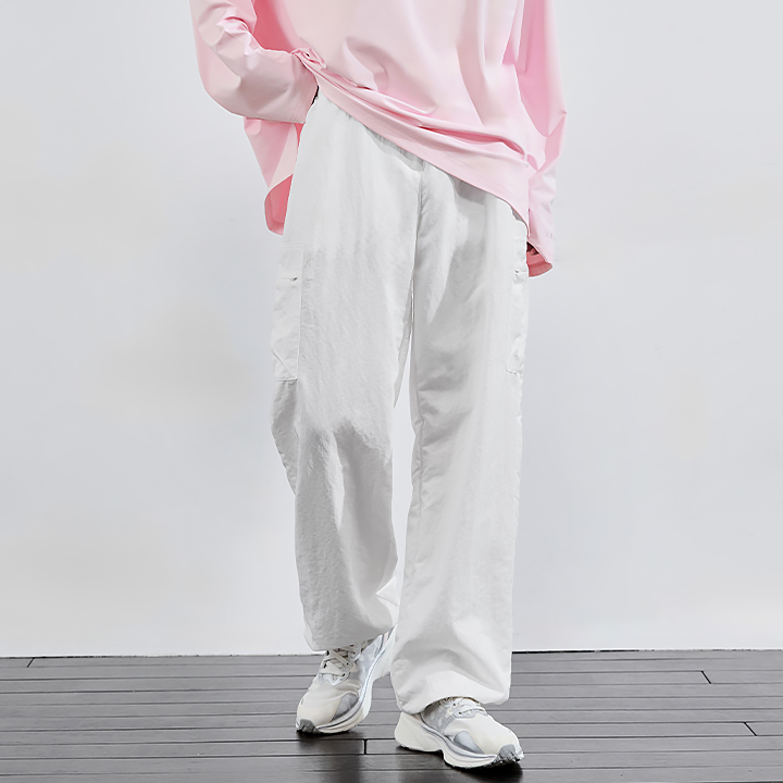 XFK3PT1104 Woven string Cargo Wide Pants Ivory BOTTOM