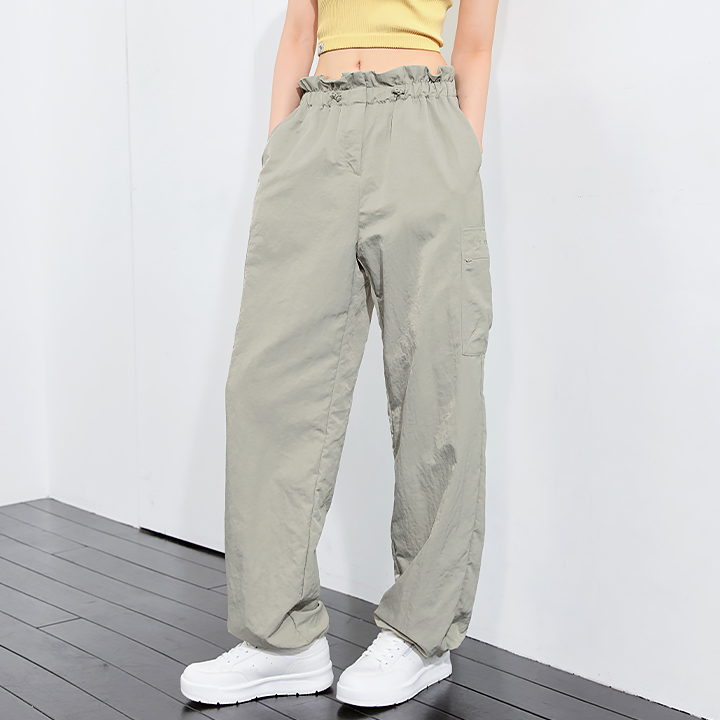 XFK3PT1104 Woven string Cargo Wide Pants Burning Khaki BOTTOM