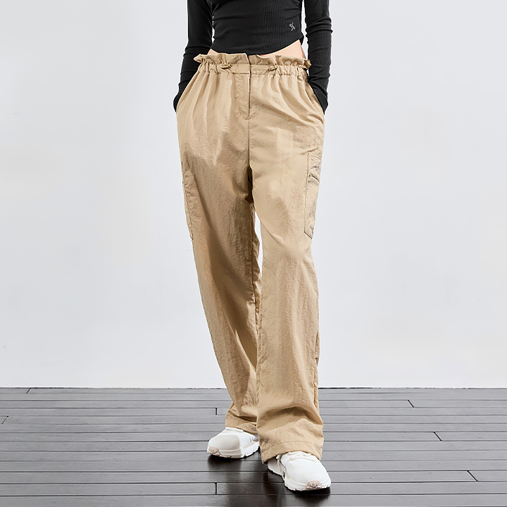 XFK3PT1104 Woven string Cargo Wide Pants Grain Beige BOTTOM