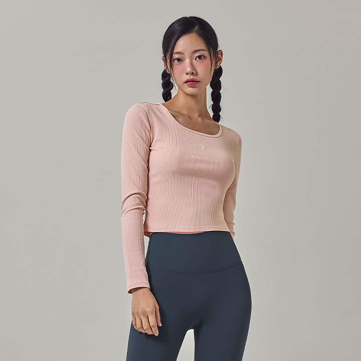 XFK3TL1118 Soft Lip Crop Long Ballerina Pink TOP