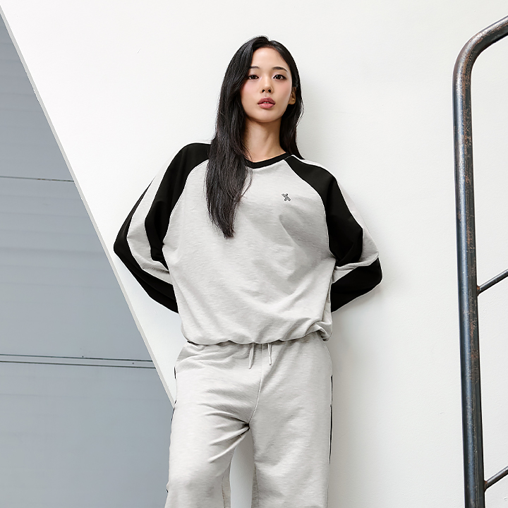XFK3TL1115 Sporty Track Sweatshirt Shirt Light Melange TOP