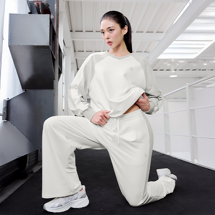 XFK3PT1109 Sporty Track Wide Pants Ivory BOTTOM