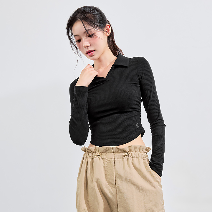 XFK3QL1101 Soft Lip Open Kara Long Black TOP