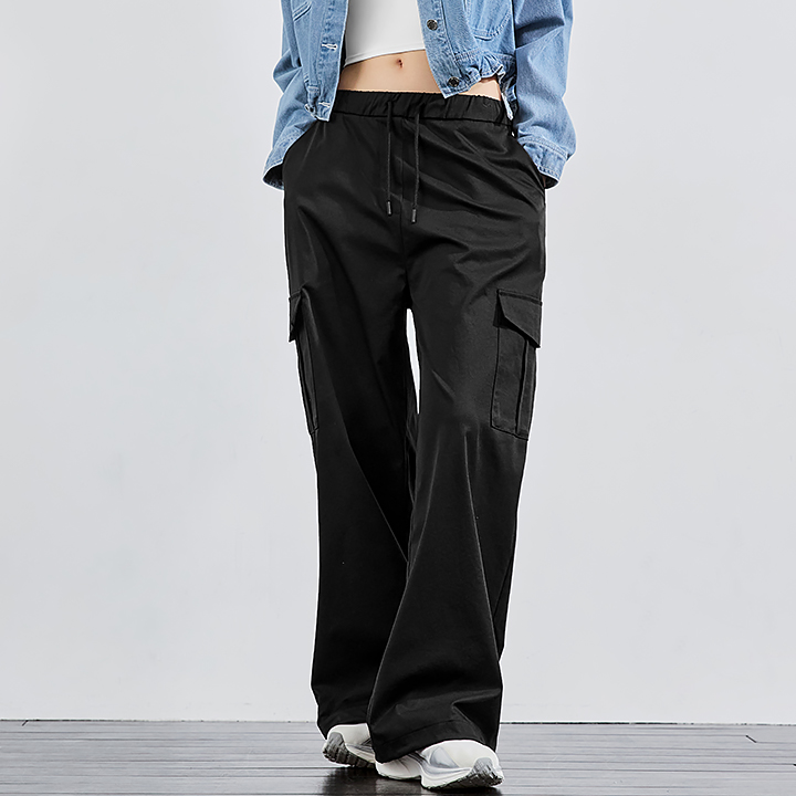 XFK3PP1108 Comfort Cargo Wide Pants Black BOTTOM