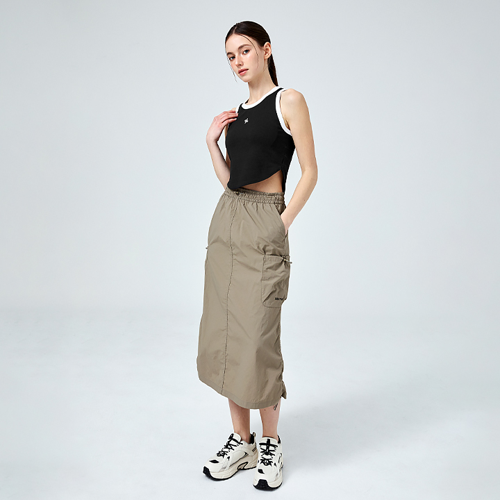 XFK2RK1101 Comfort Utility Cargo Long Skirt Cappuccino Beige bottom