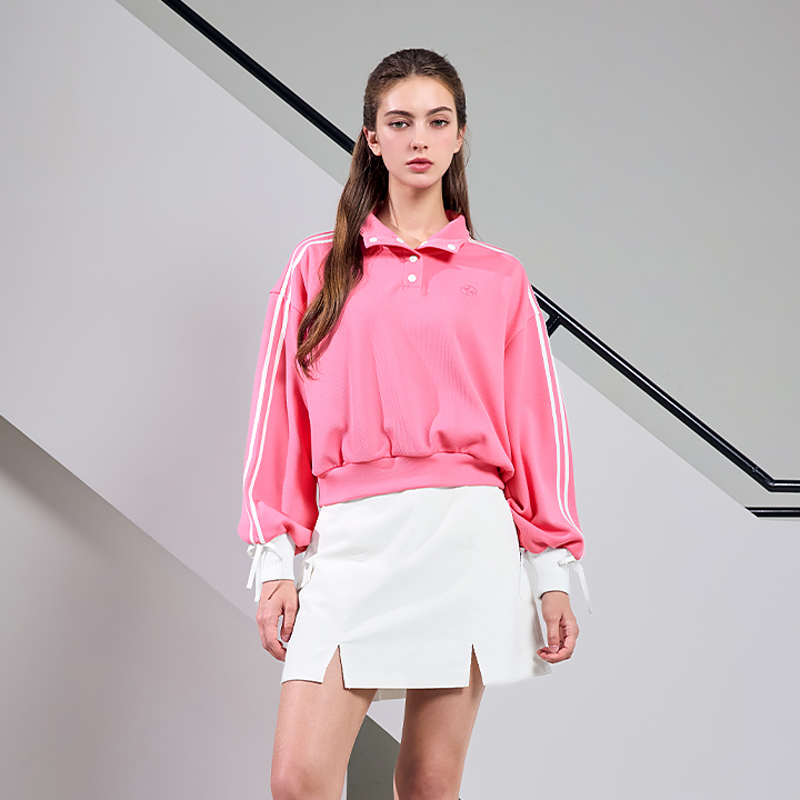 XFK3QL1203 Double-Line Bowknot Highneck Long TOP