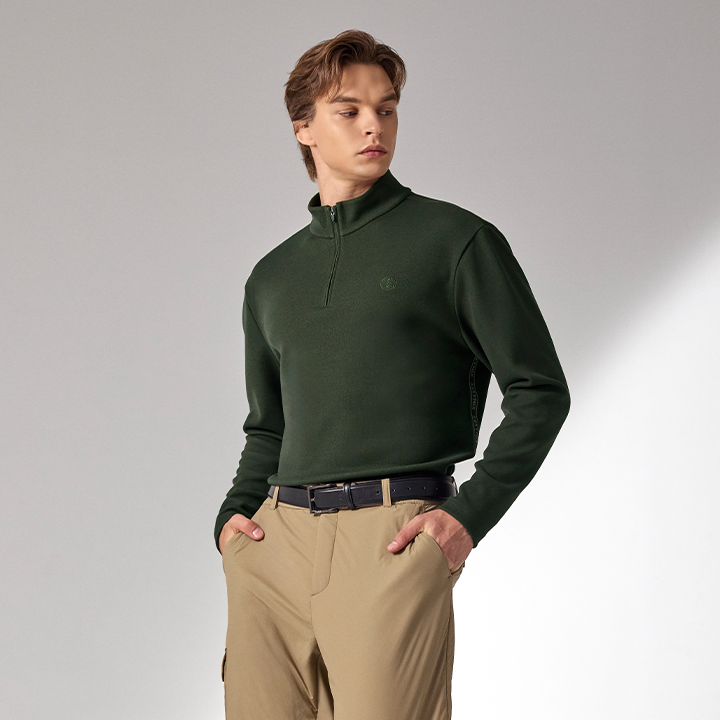 XMK3TU1202 line key point men's half-zip-up long TOP