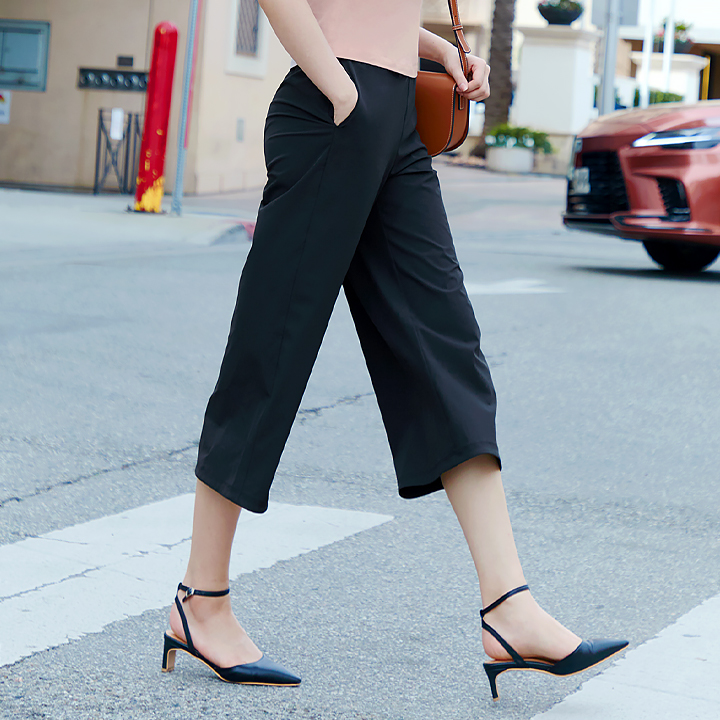 XFK1PT1002 Sleeklight double banding 8.5 wide pants Black BOTTOM