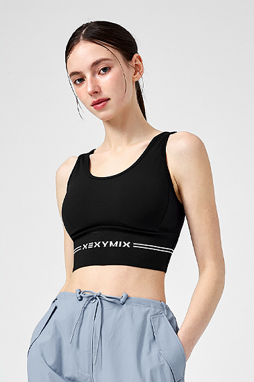 XFK2BC1501 Black Label Signature Power Rise logo Banding Top Black Top
