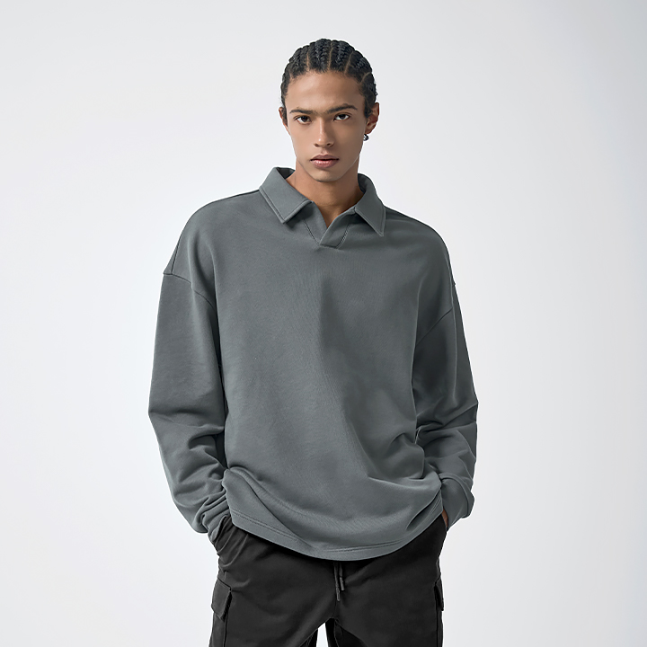 XMK4QL1101 Open Collar Men's Sweatshirt TOP