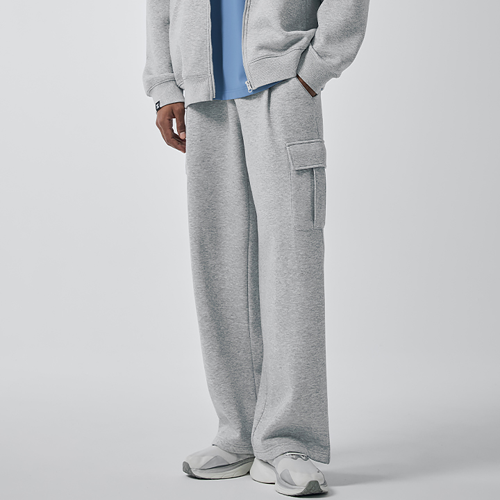 XMK4PT1106 FineCotton Men’s Fleece Cargo Wide Pants BOTTOM