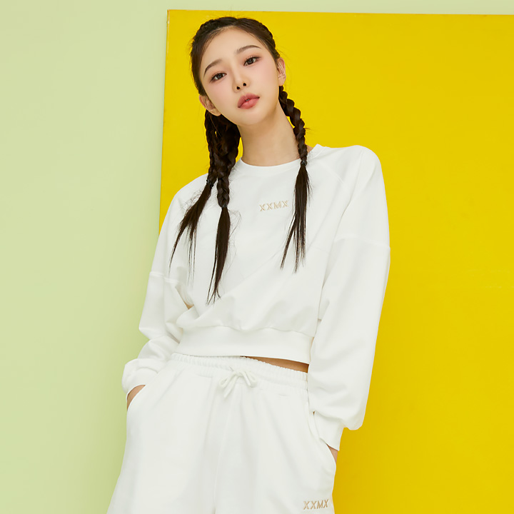 XTFMT20J1 Easy Going Crop Sweatshirts Ivory Top