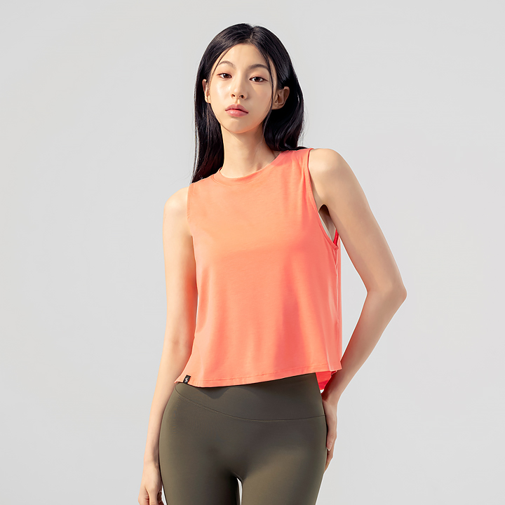 XFK2TE1011 Soft layered Sleeveless Coral Rose TOP