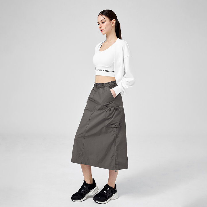 XFK2RK1101 Comfort Utility Cargo Long Skirt Autumn Charcoal bottom