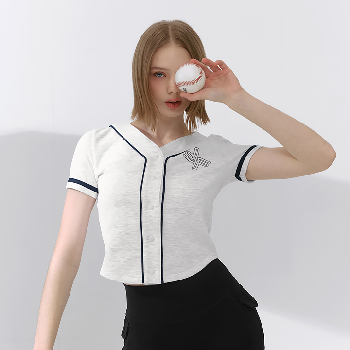 XFK2TS1108 Varsity Color Block Crop Cardigan Light Melange top