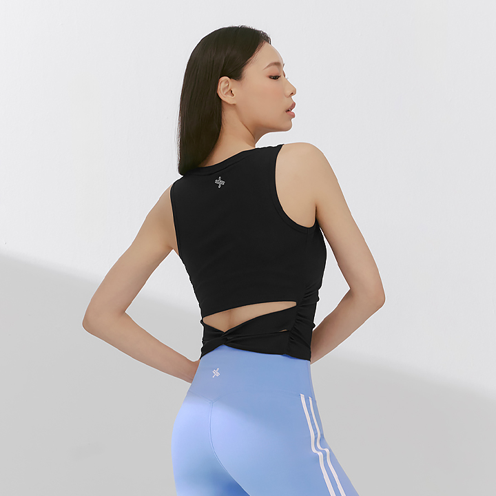 XFK2TE1007 Ribbed Back Twist Sleeveless Top
