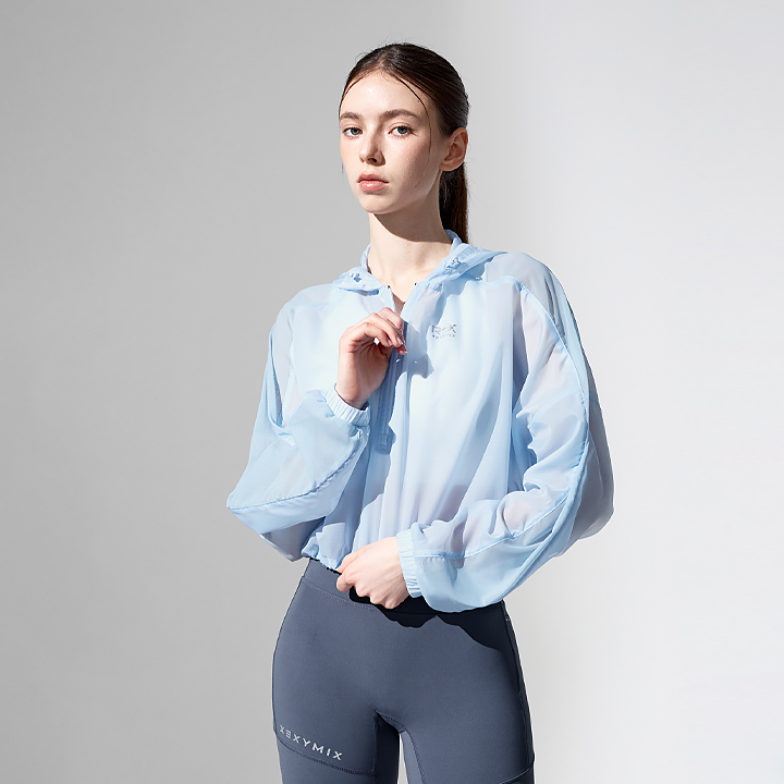 XFK1JL1006 RX Airy Mesh Crop Anorak TOP