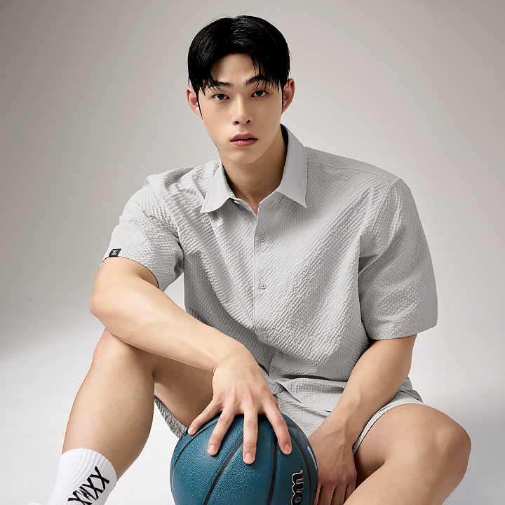 XMK2HC1103 Seersucker Mens Basic T-shirt TOP