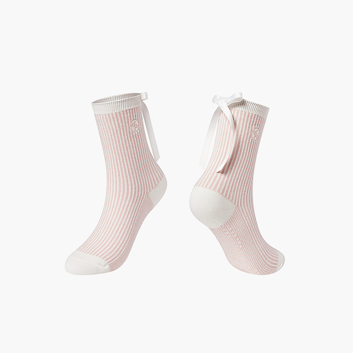 XFK3AM1701 Stripe bowknot crew socks ETC