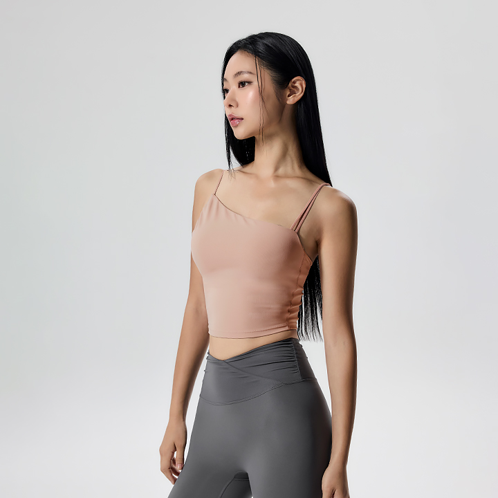 XFK3BL1509 Black Label Signature Power Rise unbalance Shirring Crop TOP