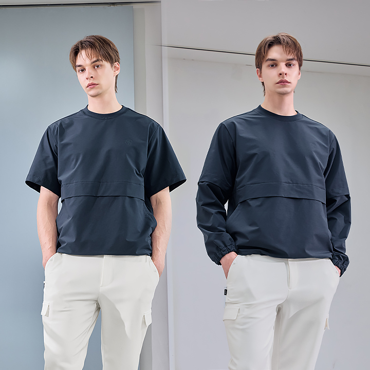 XMK3TL1201 Detachable Men's Napping Woven Long TOP