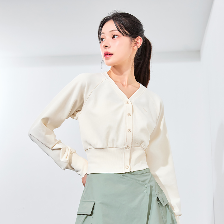 XFK3TC1116 Waffle Texture Blue Jean Cardigan TOP