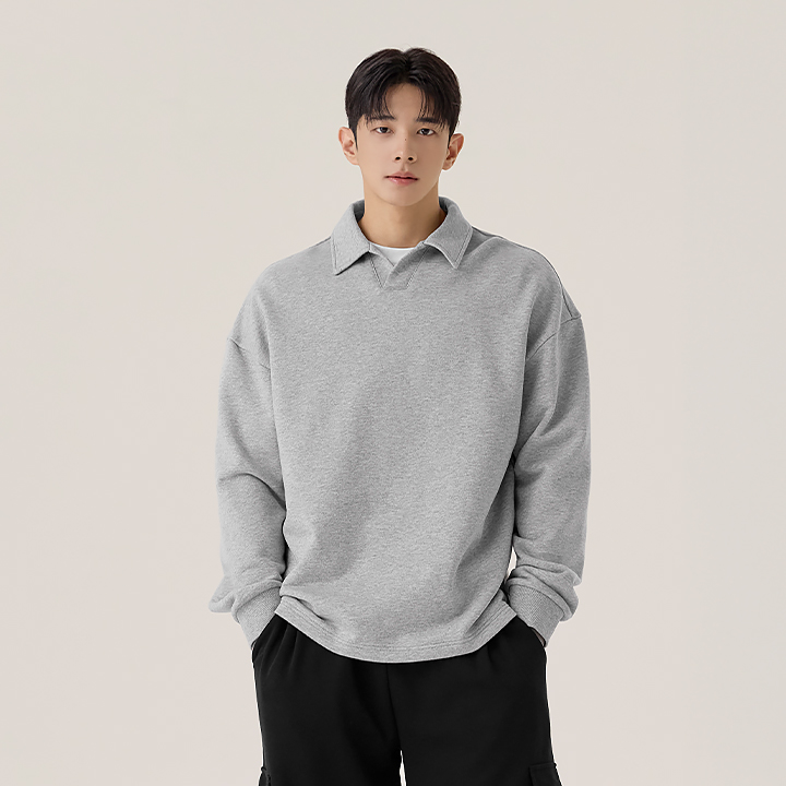 XMK4QL1101 Open Collar Men's Sweatshirt TOP