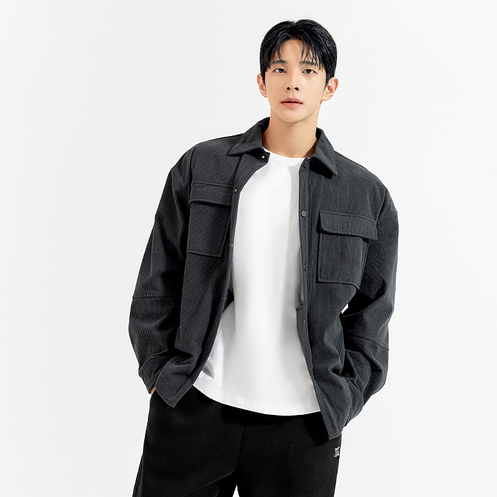 XMK3HC1104 Corduroy Men's Big Pocket Shirt TOP