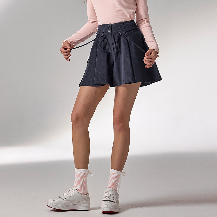 XFK3PS1204 Corduroy Flare Kyurot Shorts BOTTOM